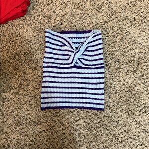 Striped Knit Top in Blue and White